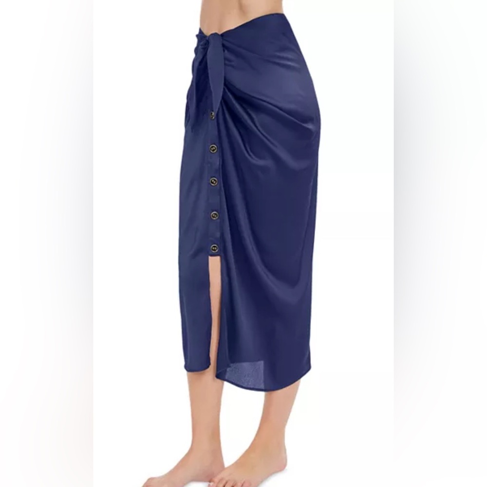 Gotta High Class Cover Up Skirt Navy Blue Button-Down Size Small